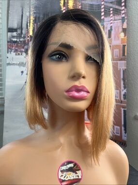 Blonde Ombre Lace Front Bob Wig - Women Hair 100% human hair